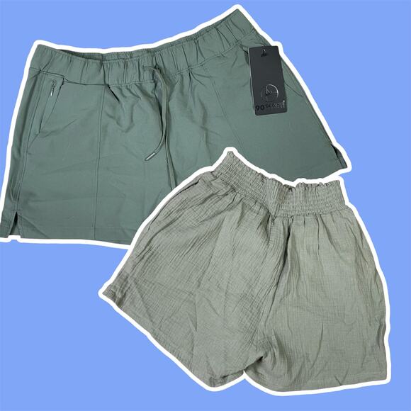 Lot 2 NWT Women’s Green Athletic Shorts Simply Be & 90 Degree by Reflex Size M - Picture 3 of 16